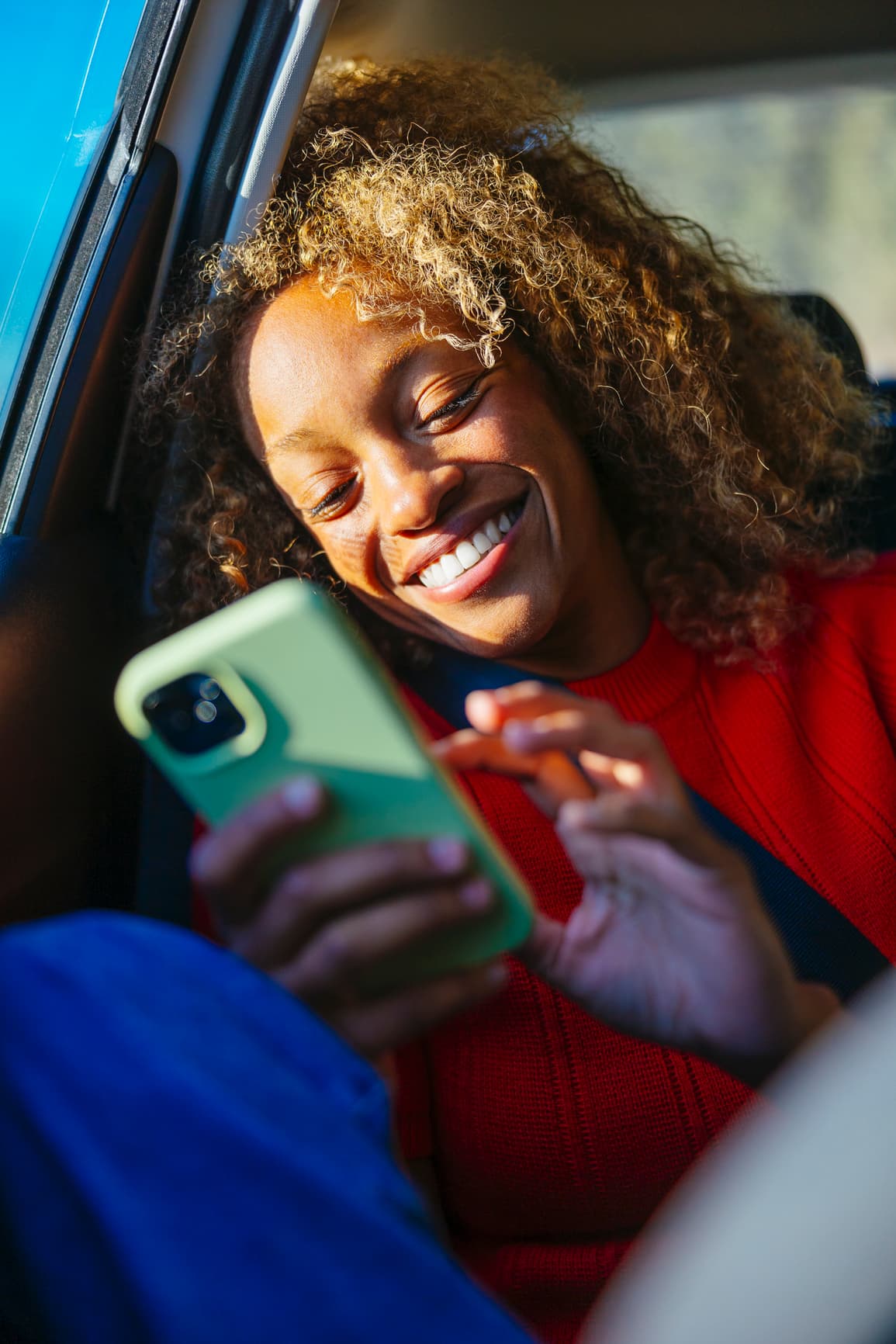 Woman looking at a phone